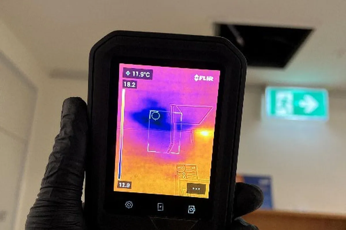 Thermal imaging survey of the ceiling in the reception area