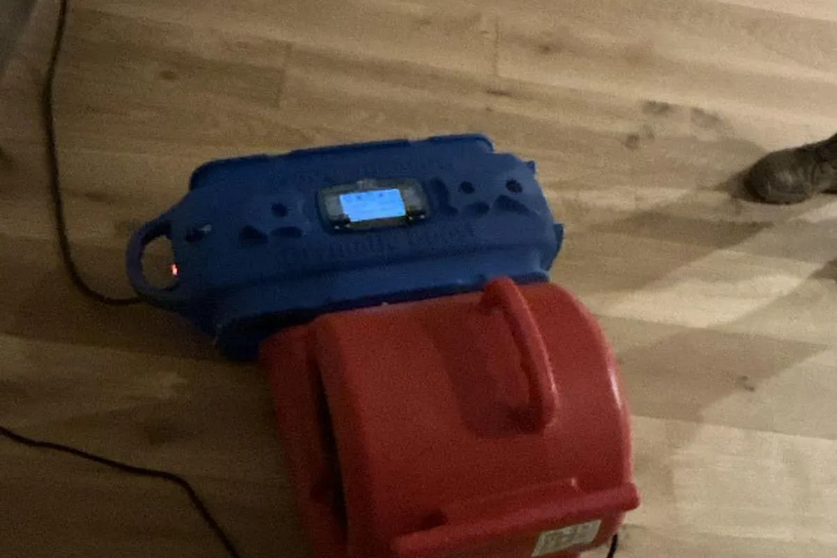 Drying equipment installed on affected timber flooring